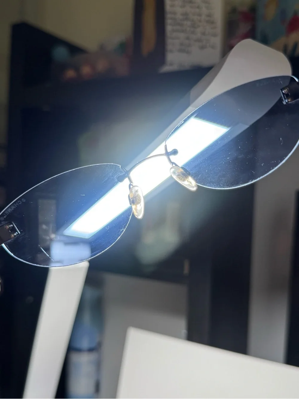 Vintage CHANEL Rimless Sunglasses 4069 C222/8F Excellent Condition Blue Lens
